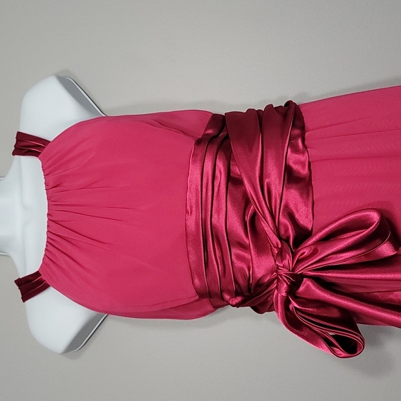 Hot Pink Satin & Chiffon Formal Dress, Size 14 - Picture 2 of 15